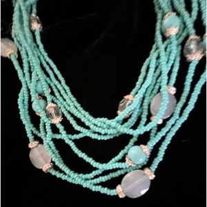 Turquoise beaded necklace and earrings